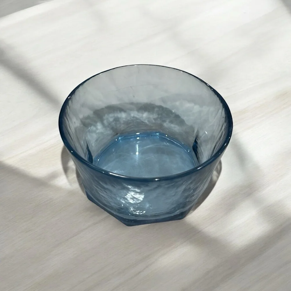 Octagonal Glass Trinket Dish Translucent Blue